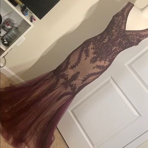 Deep maroon/plum gown